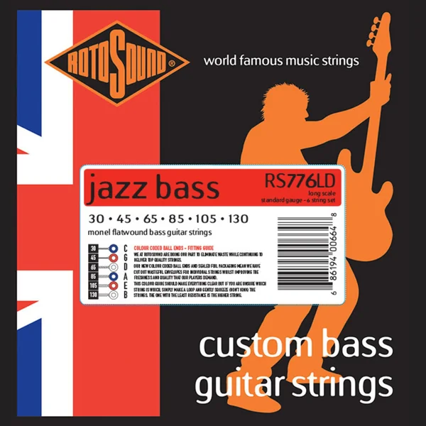 Rotosound Jazz Bass Strings Jazz Bass 77 - Set 6-string Flatwound Standard 30-130 (RS776LD)