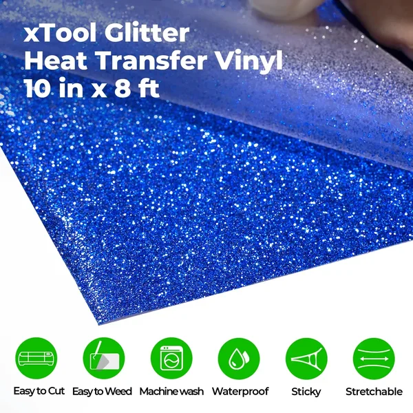 Rouleau de Vinyle de Transfert Thermique Paillettes Bleu Marine HTV – compatible avec les lasers