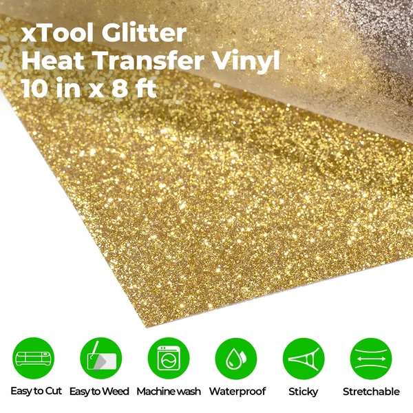 Rouleau de Vinyle de Transfert Thermique Paillettes Or – compatible avec les lasers