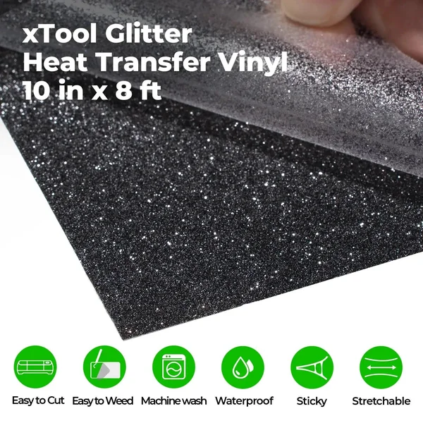 Rouleau de vinyle de transfert thermocollant pailleté (Glitter HTV) – compatible avec les lasers