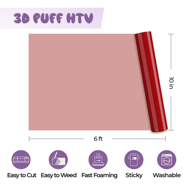Rouleau de Vinyle Thermocollant Puff Rouge 3D – compatible avec les lasers