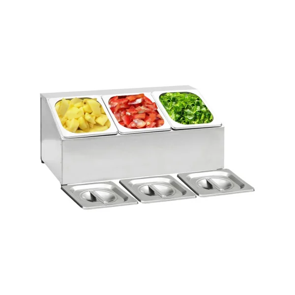 Récipient Gastronorm 3 Bacs en Inox GN 1/6 Spécial Restauration