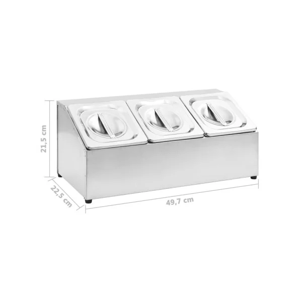 Récipient Gastronorm 3 Bacs en Inox GN 1/6 Spécial Restauration