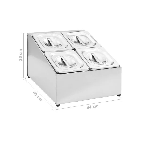 Récipient Gastronorm 4 Bacs en Inox GN 1/6 Spécial Restauration Acier Inoxydable