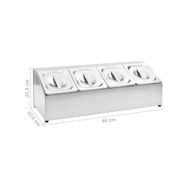 Récipient Gastronorm 4 Bacs en Inox GN 1/6 Spécial Restauration