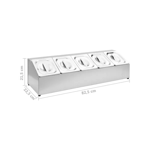 Récipient Gastronorm 5 Bacs en Inox GN 1/6 Spécial Restauration