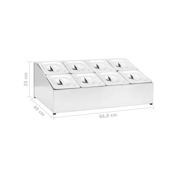 Récipient Gastronorm 8 Bacs en Inox GN 1/6 Spécial Restauration Acier Inoxydable