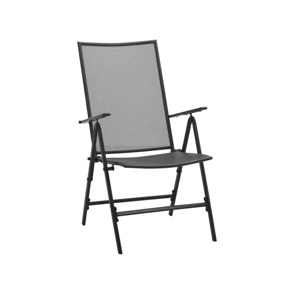 Salon Jardin Anthracite 6 Chaises et 1 Table en Acier Salon Extérieur en Métal
