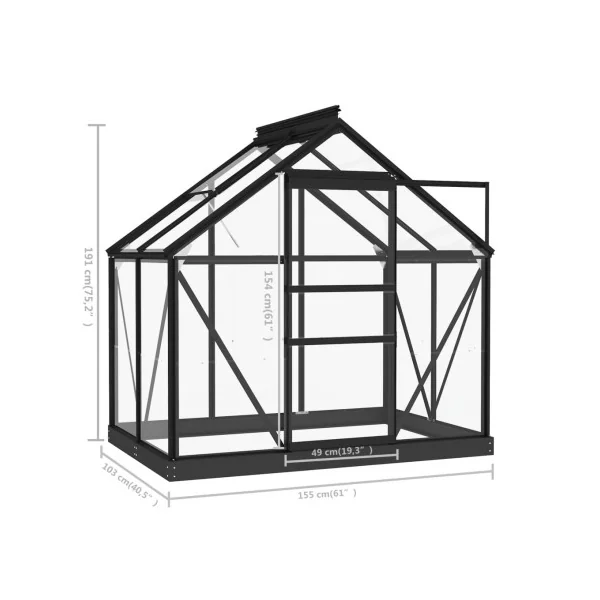 Serre Anthracite Aluminium et en Verre 1,59m² Serre ALU Serre Plantation