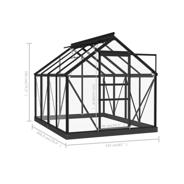 Serre Anthracite Aluminium et en Verre 3,10m² Serre ALU Serre Plantation