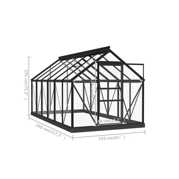 Serre Anthracite Aluminium et en Verre 4,61m² Serre ALU Serre Plantation