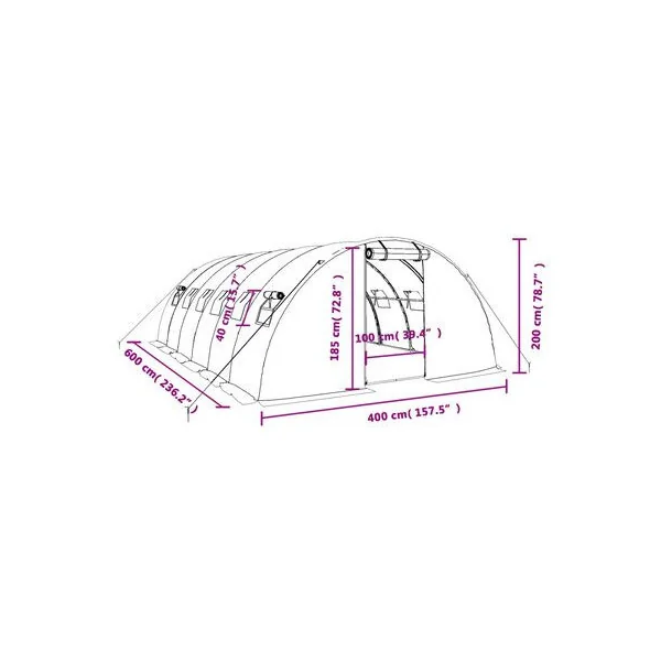 Serre de jardin 24 m² 600x400 cm Blanche Serre Tunnel de jardin Serre plantation Serre potager