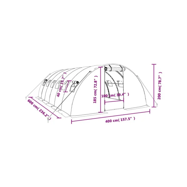 Serre de jardin 24 m² 600x400 cm Verte Serre Tunnel de jardin Serre plantation Serre potager