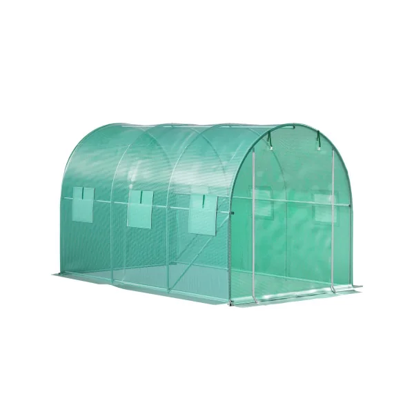 Serre de Jardin 3x2x2m Verte 1 Porte 6 Fenêtres Serre Tunnel 6m² Serre Potager Serre Maraichère