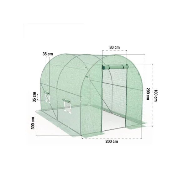 Serre de jardin 3x3x2m Serre maraichère 6m² Serre potager Serre tunnel 6m²