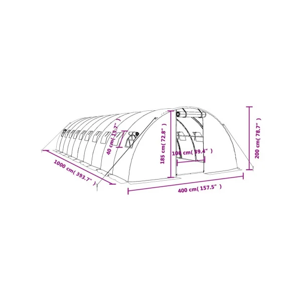 Serre de jardin 40 m² 1000x400 cm Blanche Serre Tunnel de jardin Serre plantation Serre potager