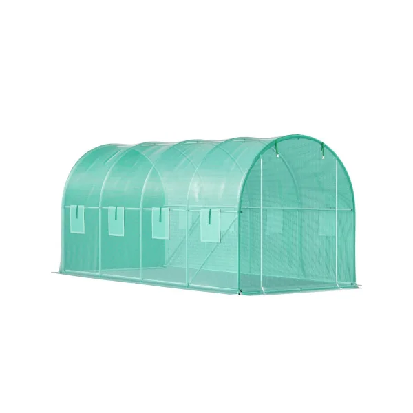 Serre de Jardin 4,6x2,1x2,1m Verte 1 Porte 8 Fenêtres Serre Tunnel 9,66m² Serre Potager Serre Maraichère