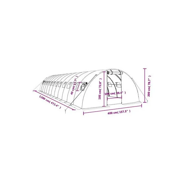 Serre de jardin 48 m² 1200x400 cm Blanche Serre Tunnel de jardin Serre plantation Serre potager