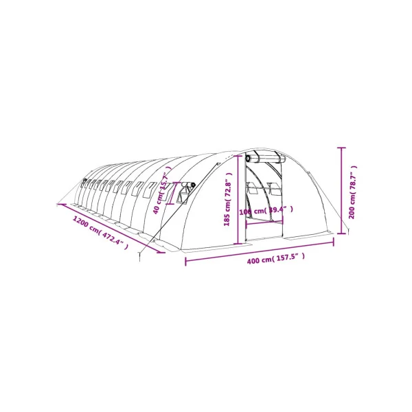 Serre de jardin 64 m² 1600x400 cm Verte Serre Tunnel de jardin Serre plantation Serre potager