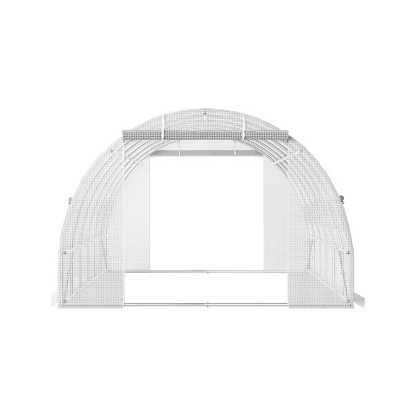 Serre de Jardin 6x3x2m Blanche 2 Portes 12 Fenêtres Serre Tunnel Serre Potager Serre Maraichère 18m²