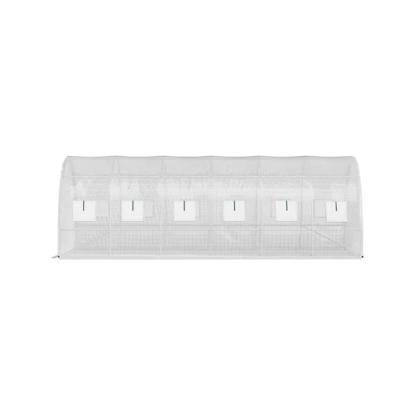 Serre de Jardin 6x3x2m Blanche 2 Portes 12 Fenêtres Serre Tunnel Serre Potager Serre Maraichère 18m²