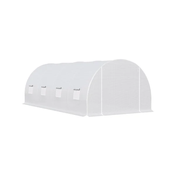 Serre de Jardin 6x3x2m Blanche 8 Fenêtres Serre Tunnel Serre Potager Serre Maraichère 18m²