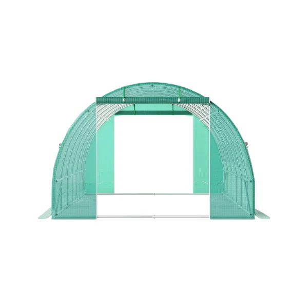 Serre de Jardin 6x3x2m Verte 2 Portes 12 Fenêtres Serre Tunnel Serre Potager Serre Maraichère 18m²
