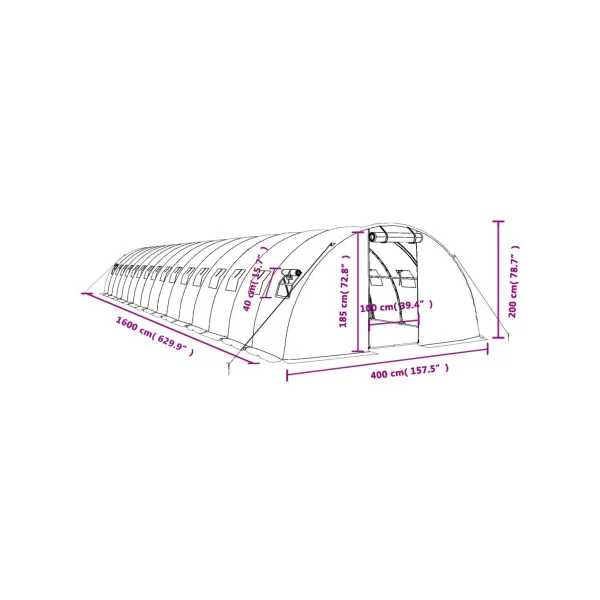 Serre de jardin 72 m² 1800x400 cm Blanche Serre Tunnel de jardin Serre plantation Serre potager
