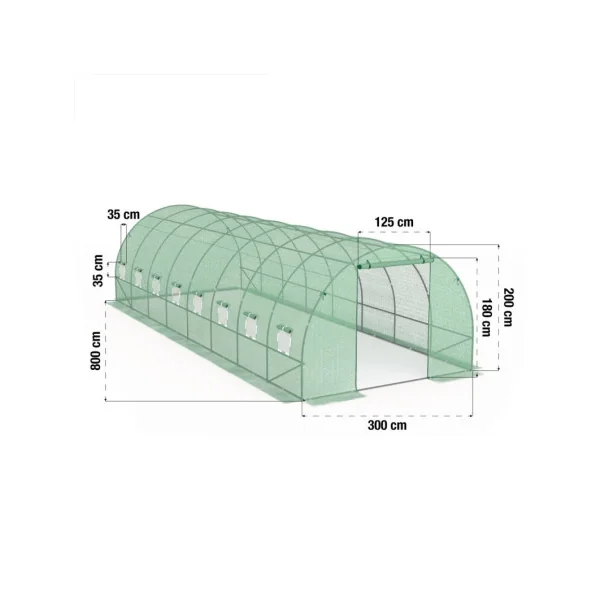 Serre de jardin 8x3x2m Serre maraichère 24m² Serre potager Serre tunnel 24m²