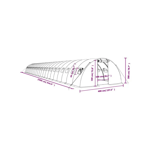 Serre de jardin 96 m² 2400x400 cm Blanche Serre Tunnel de jardin Serre plantation Serre potager