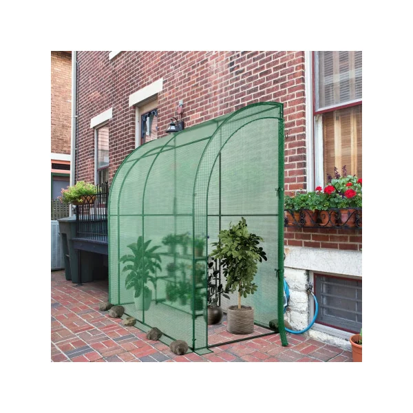 Serre de Jardin Adossée Verte 2x1x2,15 m Serre Hivernage Plantes