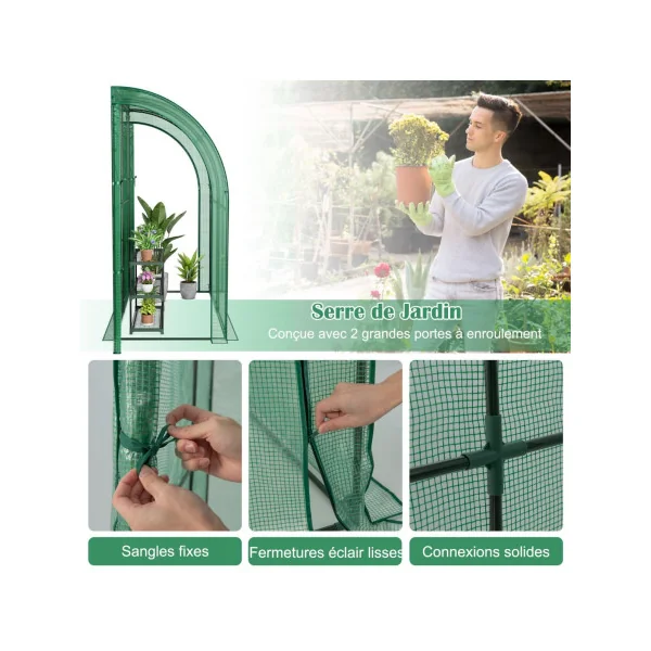 Serre de Jardin Adossée Verte 2x1x2,15 m Serre Hivernage Plantes