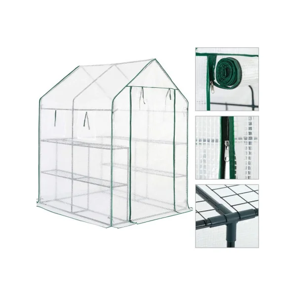 Serre de Jardin avec Etagères 2m² Protection Contre le Froid