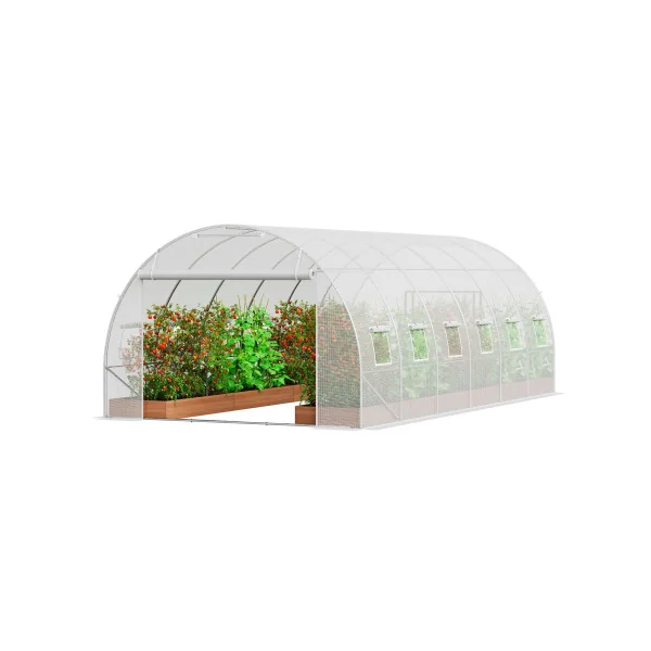 Serre de Jardin Blanche 6x3x2m 18m² Serre 12 Fenêtres Serre Tunnel de jardin Serre plantation Serre potager