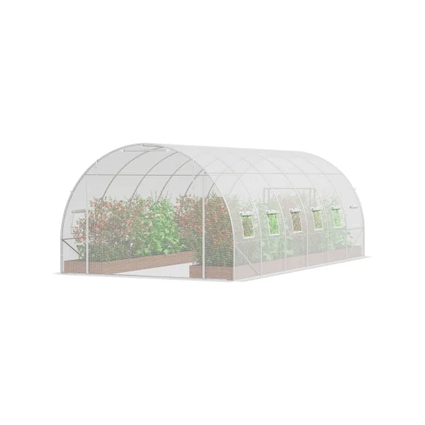 Serre de Jardin Blanche 6x3x2m 18m² Serre 12 Fenêtres Serre Tunnel de jardin Serre plantation Serre potager