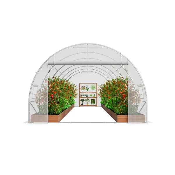 Serre de Jardin Blanche 6x3x2m 18m² Serre 12 Fenêtres Serre Tunnel de jardin Serre plantation Serre potager