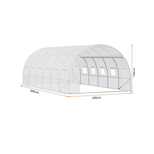 Serre de Jardin Blanche 6x3x2m 18m² Serre 12 Fenêtres Serre Tunnel de jardin Serre plantation Serre potager