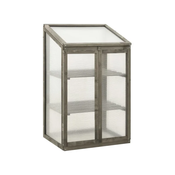Serre de Jardin en Bois Sapin Gris avec 2 Etagères Serre Bois Serre balcon Serre terrasse