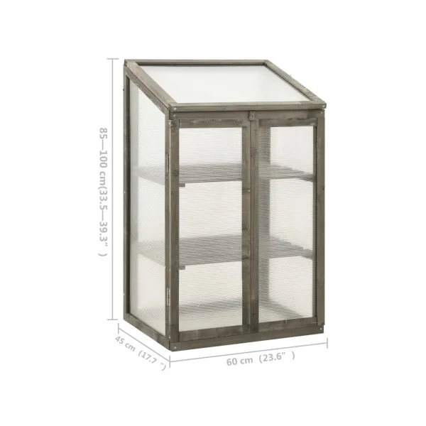 Serre de Jardin en Bois Sapin Gris avec 2 Etagères Serre Bois Serre balcon Serre terrasse
