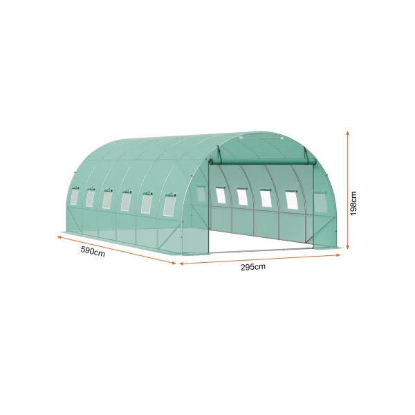 Serre de Jardin Verte 6x3x2 m 18m² Serre 12 Fenêtres Serre Tunnel de jardin Serre plantation Serre potager