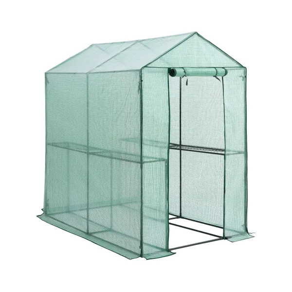 Serre de Jardin Verte avec Etagères 2,23m² Protection Contre le Froid