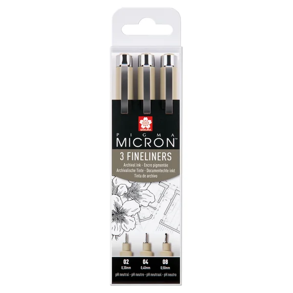 Set de 3 feutres noirs Pigma micron 0,3/ 0,4/ 0,5mm