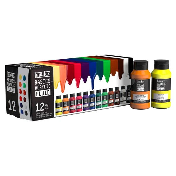 Set de 6 couleurs de 118 ml de peinture acrylique fine Basics Fluid LIQUITEX