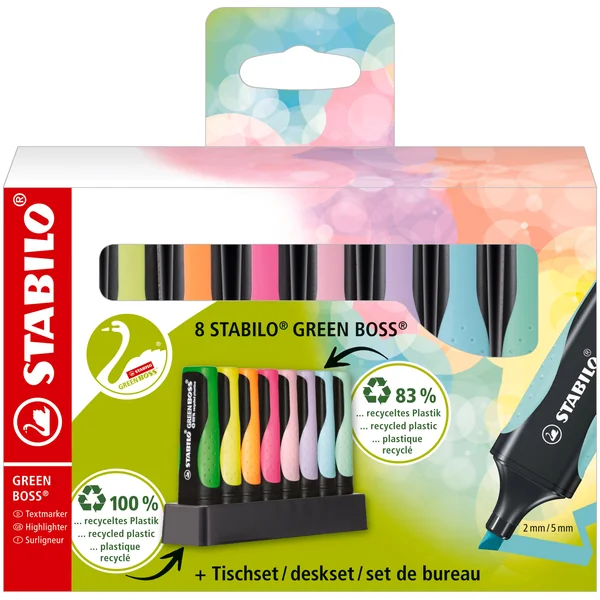 Set de 8 surligneurs Stabilo GREEN BOSS