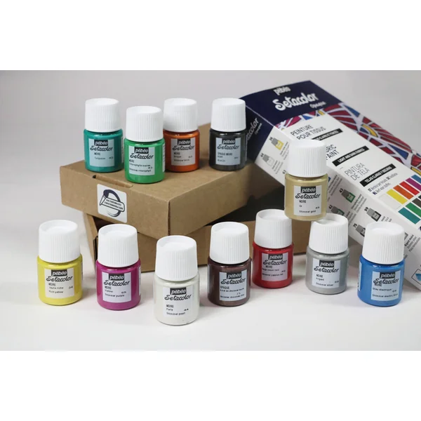 Set Explorations couleurs moirées peinture tissu Setacolor 12x20ml