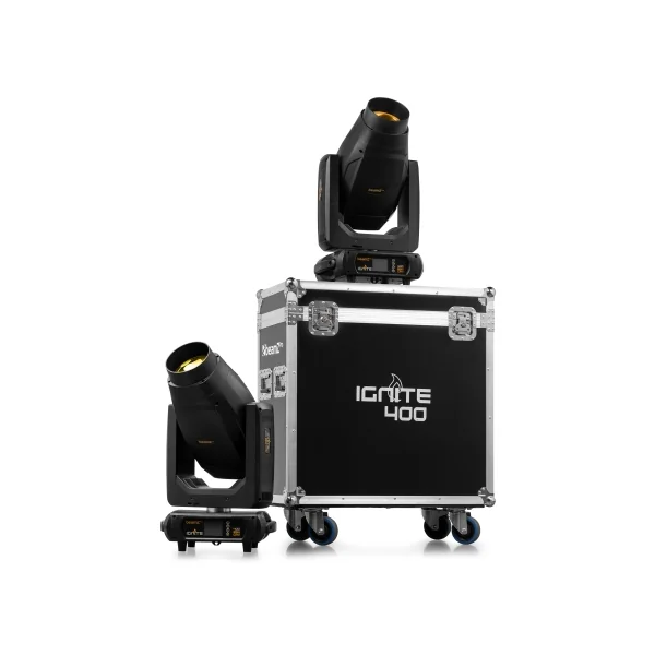 Set IGNITE400 Beamz-pro - Pack de 2 Lyres LED 400W BSW 3en1 CMY Flight Case