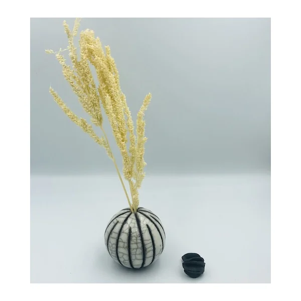 Soliflore gravé cuisson raku – Sylvie Souton Chany