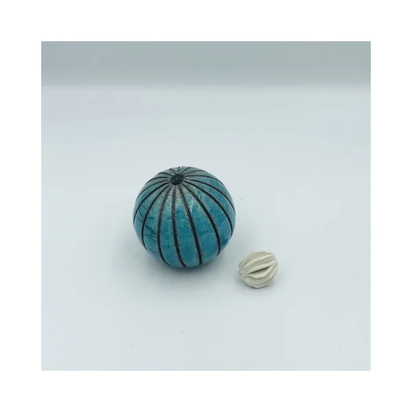 Soliflore gravé raku turquoise – Sylvie Souton Chany