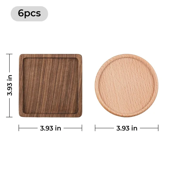 Sous-verres en bois (6 pièces)