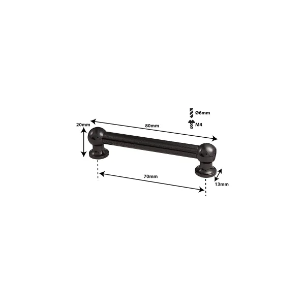 SPAREDRUM Coquille Tube Lug Double Tirant 70mm Black